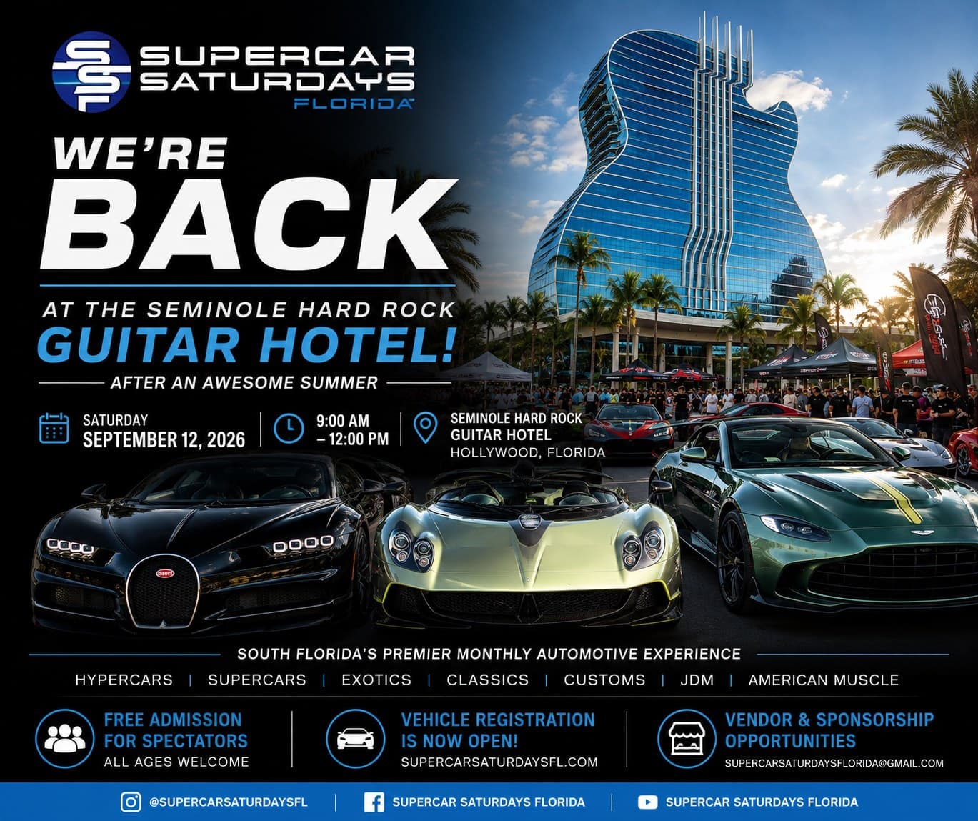 Supercar Saturdays Florida is Back @ Seminole Hard Rock Guitar