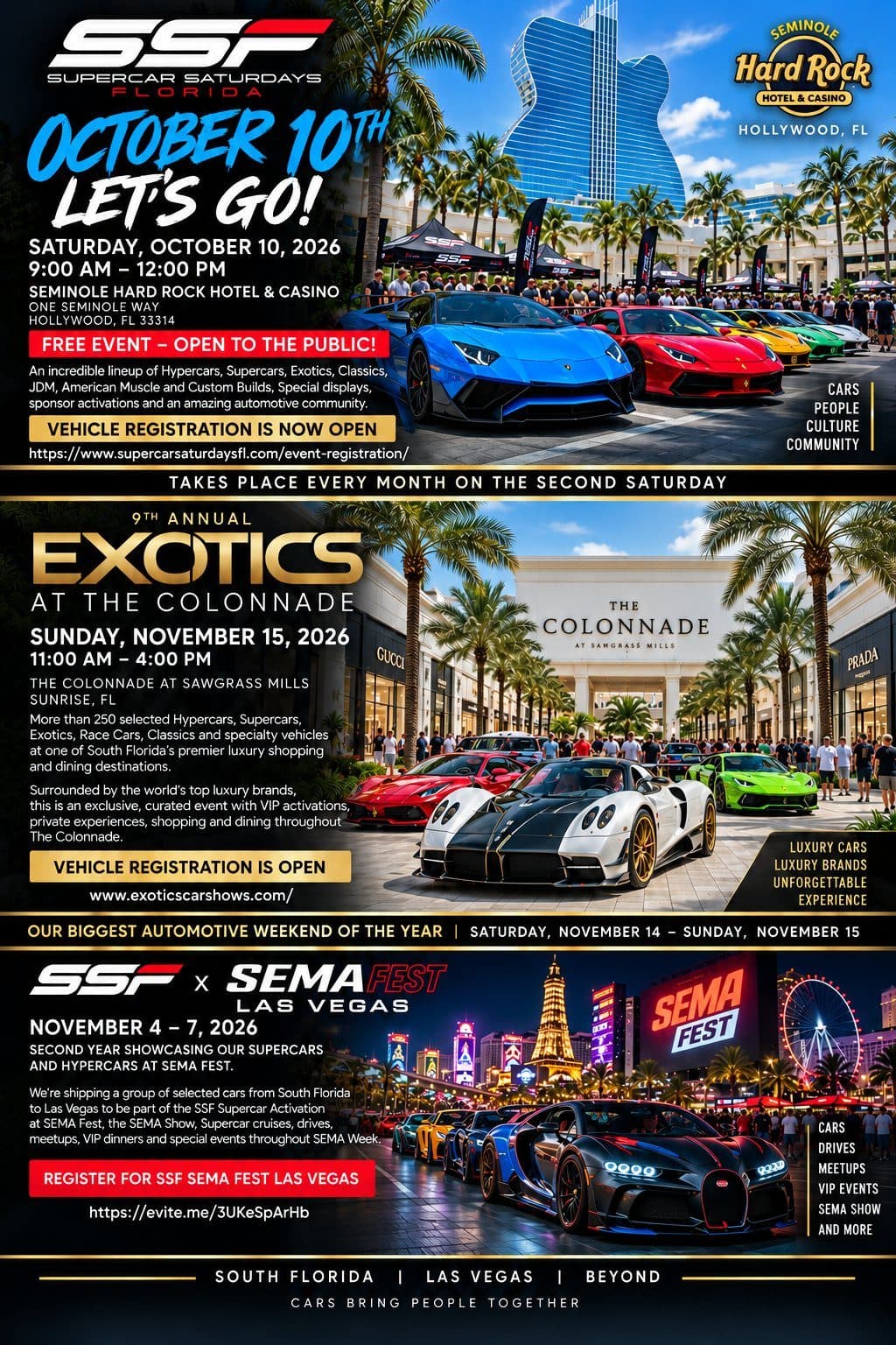 Supercar Saturdays Florida at Seminole Guitar October 10th