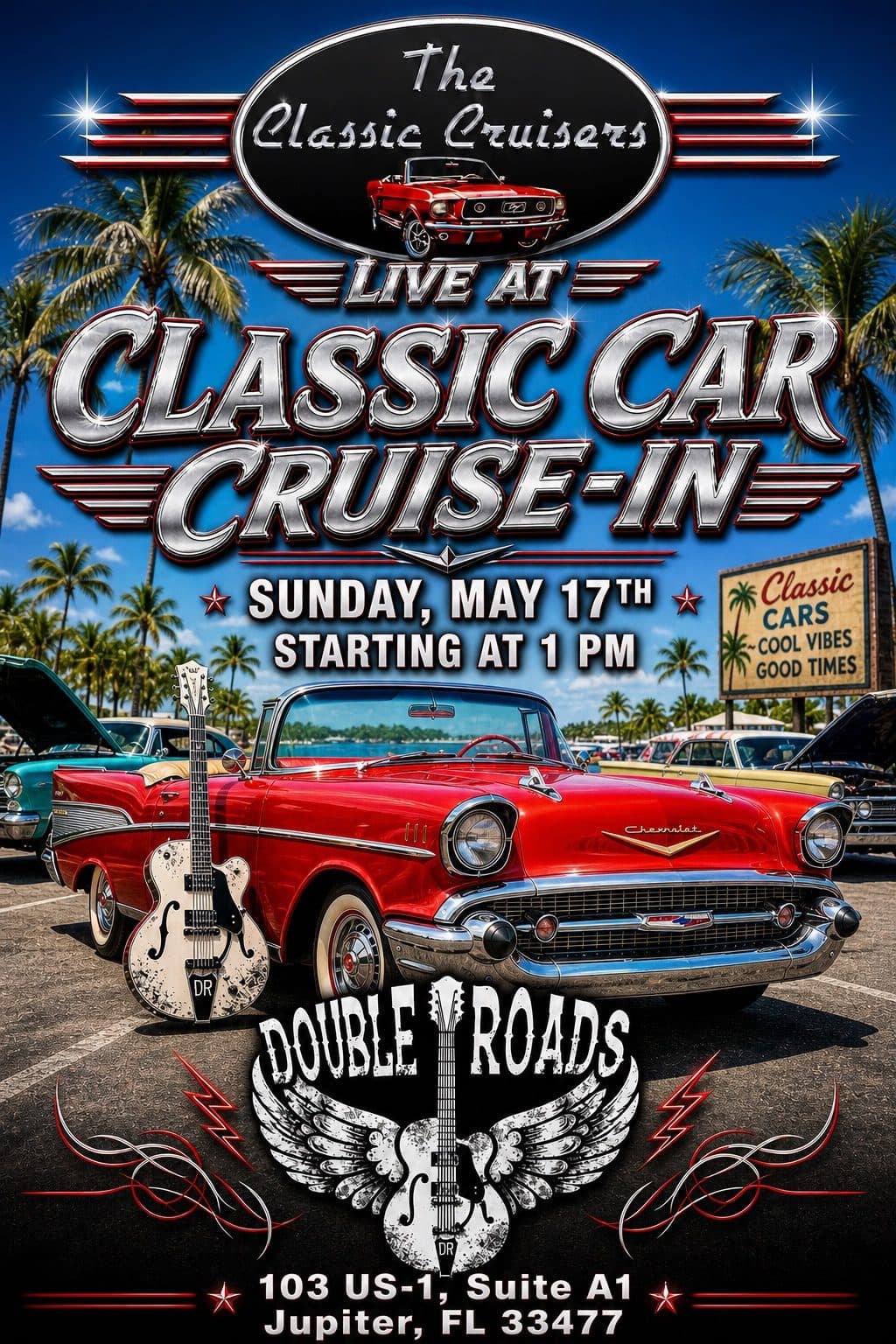 Clsssic Car Cruise In Featuring The Classic Cruisers Band