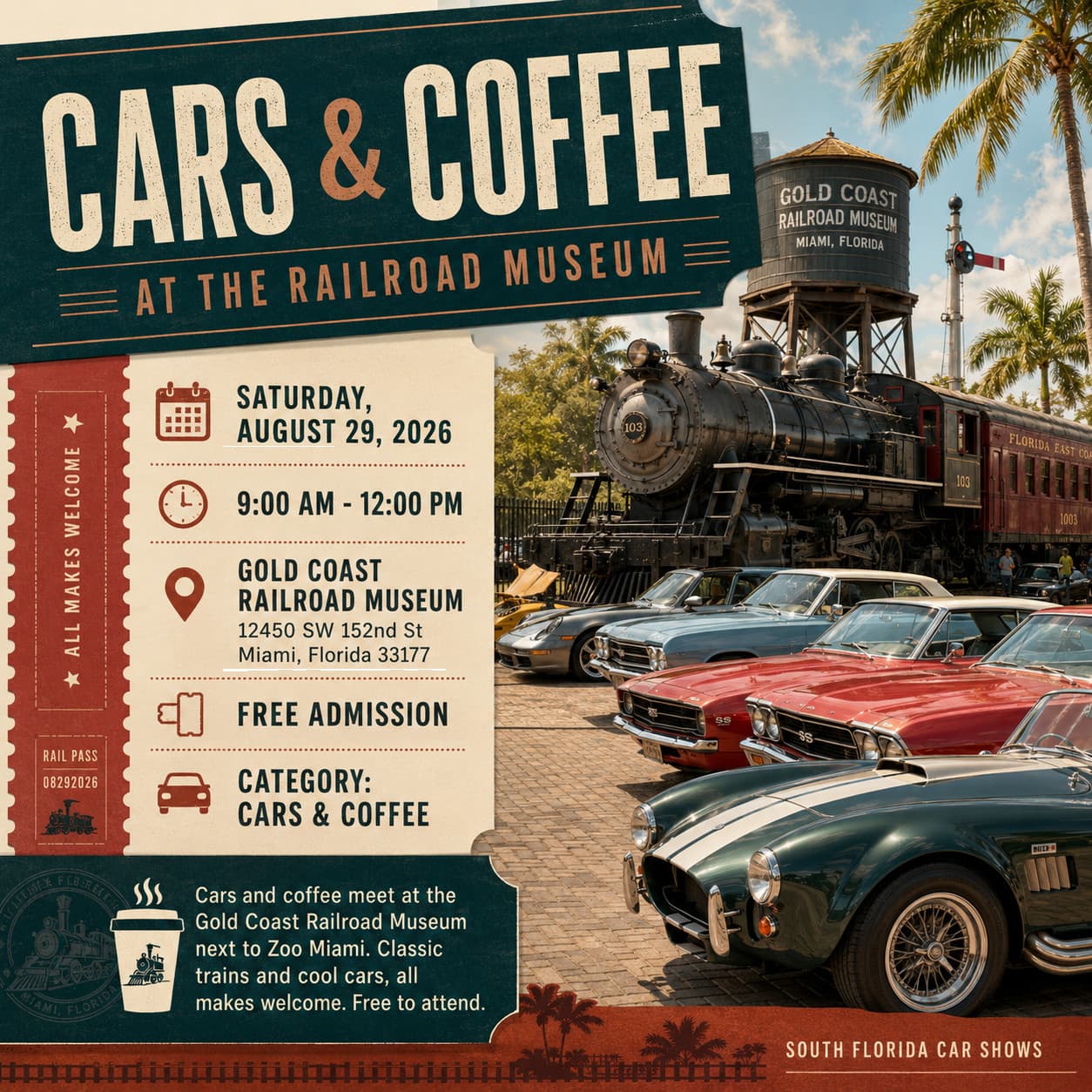 Cars & Coffee at Gold Coast Railroad Museum