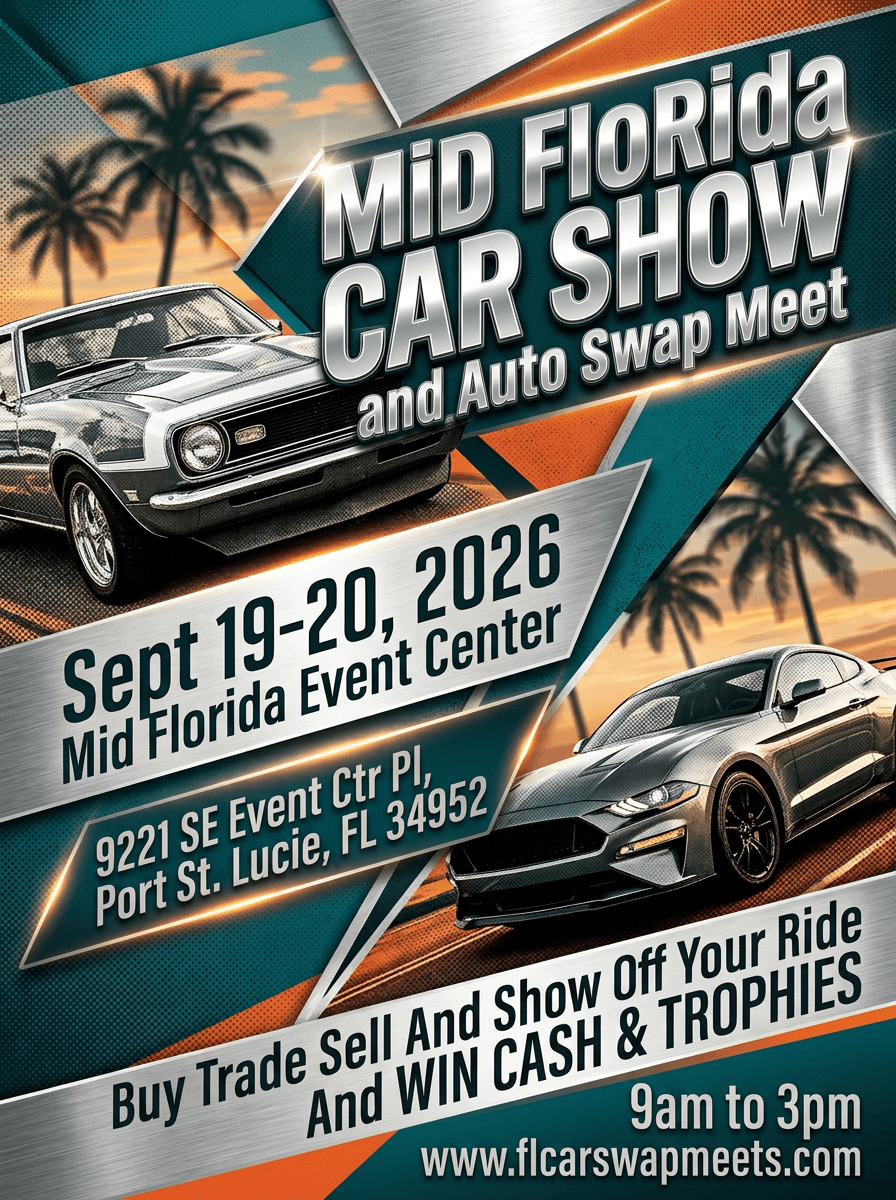 Rev up your engines, Port St. Lucie — the Mid Florida Car Show and Auto Swap Meet